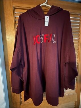 Lane Bryant Maroon "Joyful" Embellished Hoodie